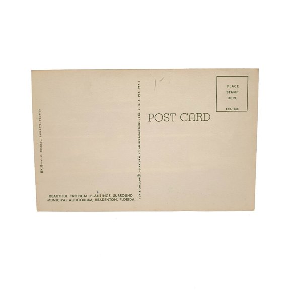 Vintage Postcard Municipal Auditorium Bradenton Florida Building Architecture - Picture 2 of 2